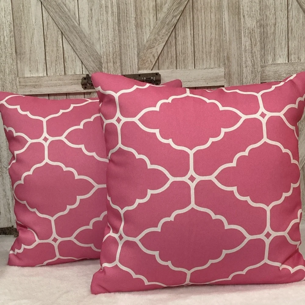 White and Pink Outdoor Pillows